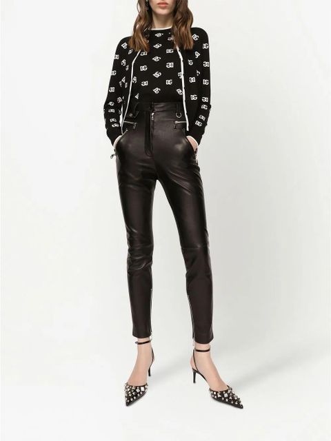 Dolce & Gabbana zip-detail faux-leather trousers - Black - zdjęcie produktu nr 2