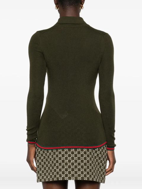 Gucci ribbed polo top - Green