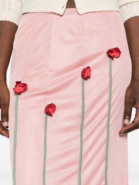 Moschino floral-appliqué midi skirt - Pink