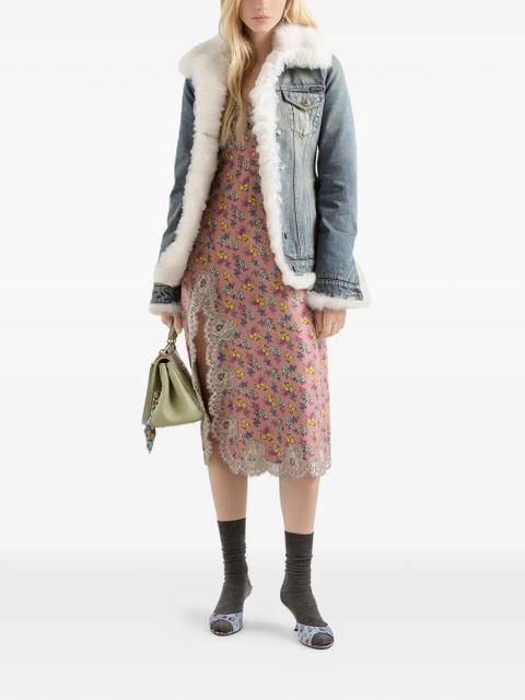 Dolce & Gabbana lace-detail floral-print midi dress - Pink - zdjęcie produktu nr 2