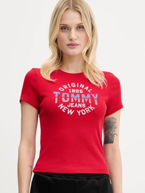 Tommy Jeans t-shirt damski kolor czerwony DW0DW21421 - zdjęcie produktu nr 1