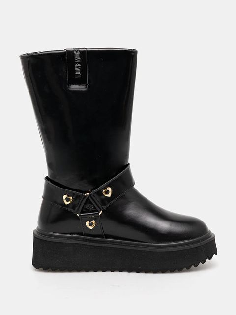 Love Moschino botki skórzane damskie kolor czarny na platformie JA24476I0NJD0000 - zdjęcie produktu nr 2