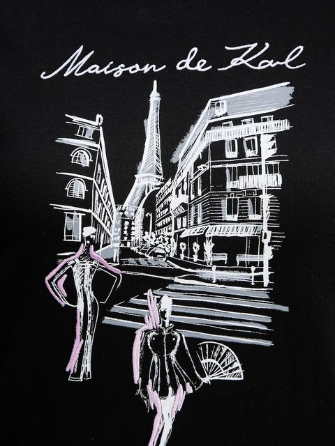 Karl Lagerfeld t-shirt bawełniany damski kolor czarny A4W17087