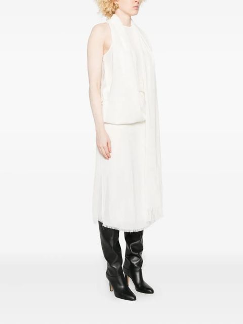 TOTEME frayed-edge draped dress - White