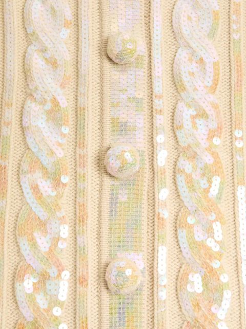 Valentino Garavani sequin embroidered wool cardigan - Neutrals
