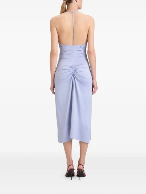 Victoria Beckham V-neck ruched midi dress - Blue
