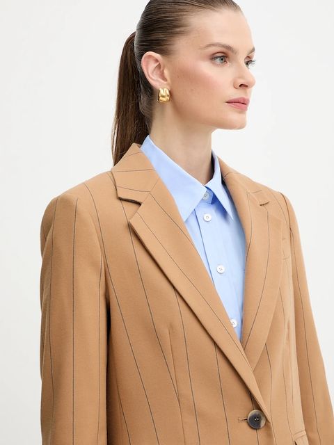 MAX&Co. marynarka kolor brązowy jednorzędowa wzorzysta 2526046033200