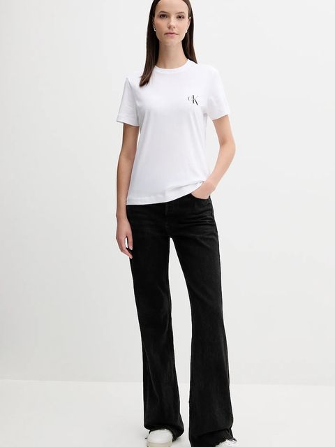 Calvin Klein Jeans t-shirt bawełniany damski kolor biały LV047C905G