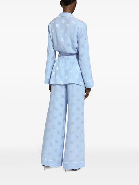 Dolce & Gabbana DNA monogram-jacquard tied-waist shirt - Blue - zdjęcie produktu nr 2