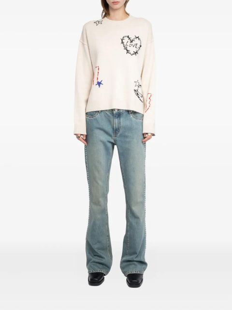 Zadig&Voltaire embroidered heart detail sweater - Neutrals