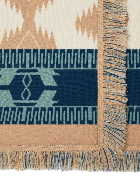 Alanui Icon jacquard fringed cardi-coat - Neutrals