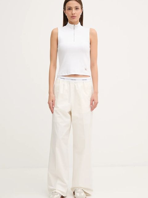 Calvin Klein Jeans top kolor biały z półgolfem LV047C909G - zdjęcie produktu nr 2