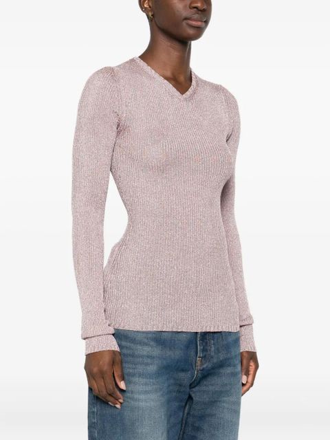 Miu Miu lurex-detail long-sleeve jumper - Pink