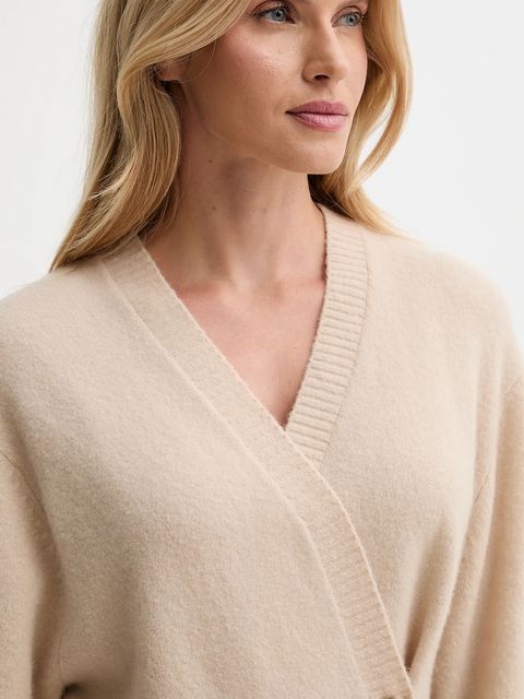 ISABELLE BLANCHE kardigan z dodatkiem wełny damski kolor beżowy IS25FW-M152-F007