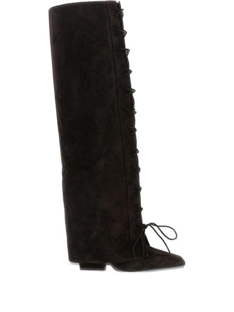 Paris Texas 100m Jane fold over lace-up boots - Brown - zdjęcie produktu nr 1