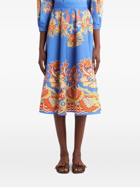 ETRO printed poplin midi skirt - Blue