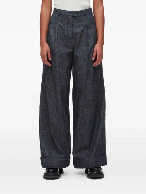 3.1 Phillip Lim double-pleat wide-leg trousers - Blue - zdjęcie produktu nr 1