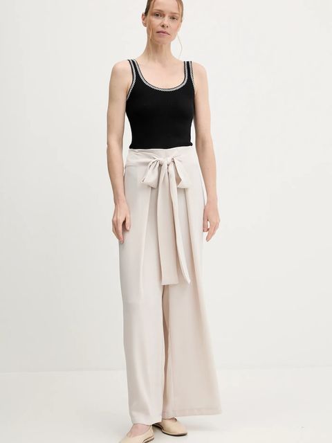 Answear.LAB spodnie damskie kolor beżowy szerokie high waist