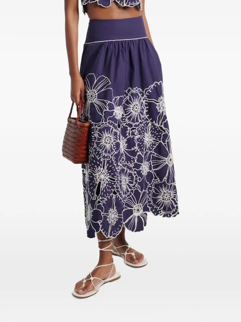 FARM Rio flower-embroidered maxi skirt - Blue - zdjęcie produktu nr 2