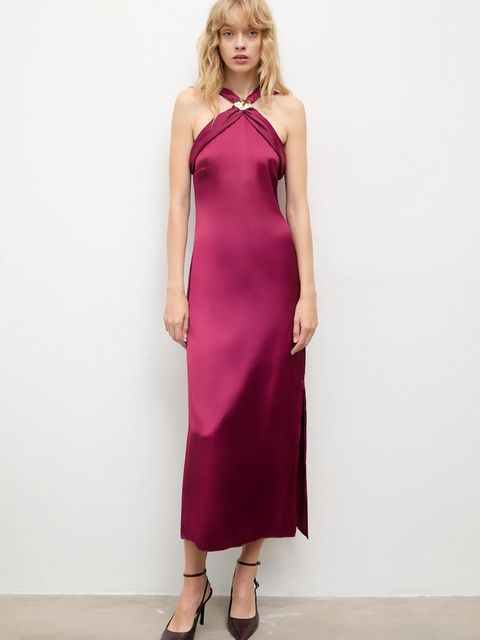 Answear.LAB sukienka kolor czerwony midi prosta - zdjęcie produktu nr 1