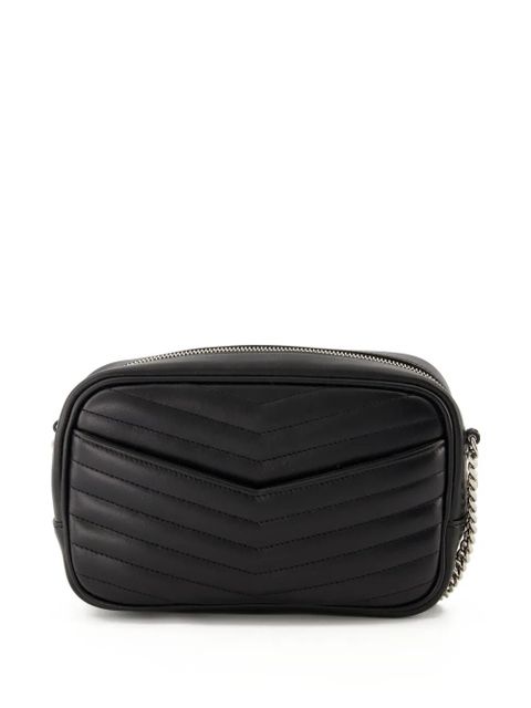 Saint Laurent mini Lou chevron logo shoulder bag - Black