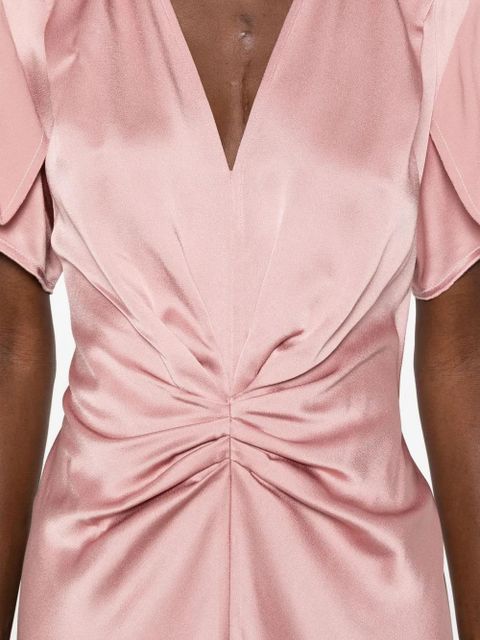 Victoria Beckham V-neck draped midi dress - Pink