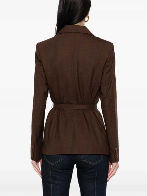 Lauren Ralph Lauren glen-plaid belted blazer - Brown