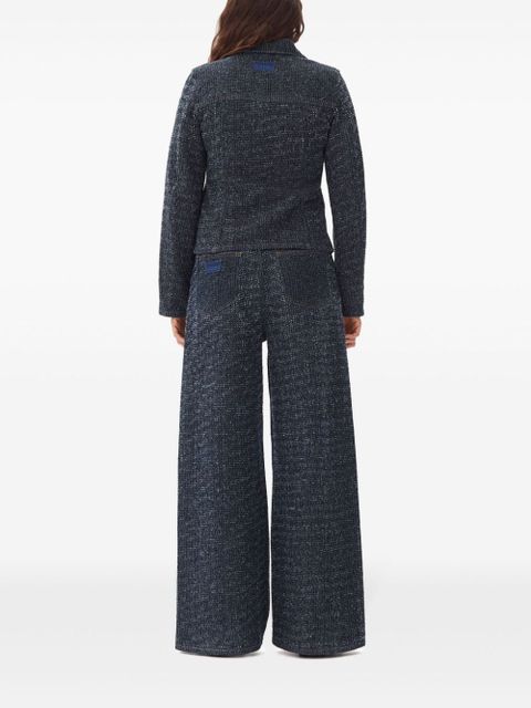 GANNI fluffy denim fitted blazer - Blue