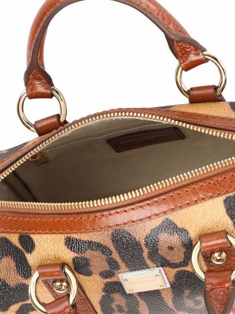 Dolce & Gabbana small Crespo leopard-print satchel bag - Brown