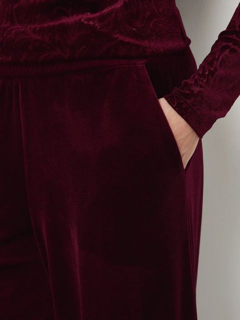 Medicine spodnie damskie kolor bordowy szerokie medium waist