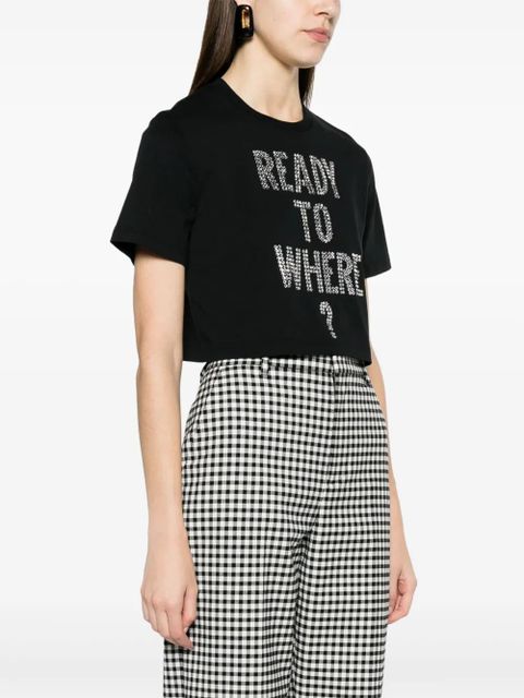 Moschino text-embellished cropped T-shirt - Black