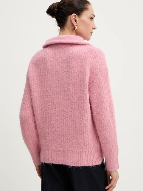 Morgan sweter damski kolor różowy ciepły z półgolfem MFLAMI