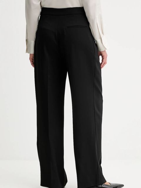 Calvin Klein spodnie damskie kolor czarny proste high waist LV040WL673