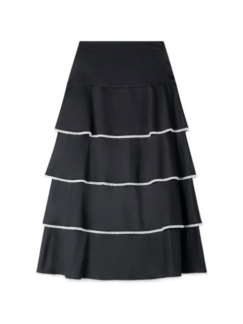 SANDRO tiered-design embellished midi skirt - Black - zdjęcie produktu nr 1