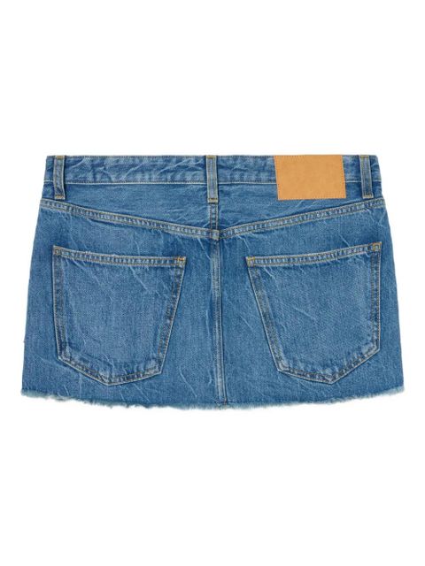 Alanui fringed-detail mini denim skirt - Blue