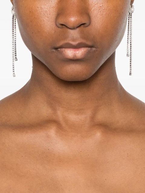 Self-Portrait crystal-embellished bow earrings - Silver - zdjęcie produktu nr 2