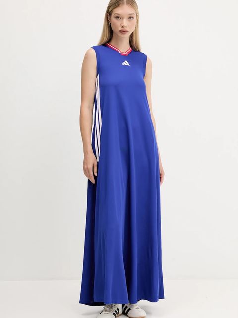 adidas sukienka House of Tiro kolor niebieski maxi rozkloszowana JW6819 - zdjęcie produktu nr 1