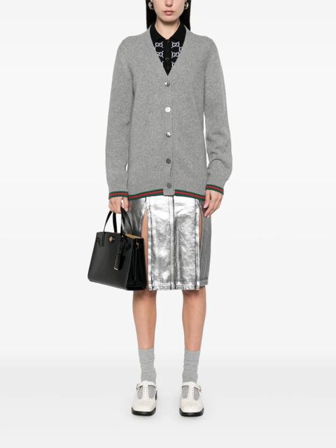 Gucci Web-stripe cardigan - Grey