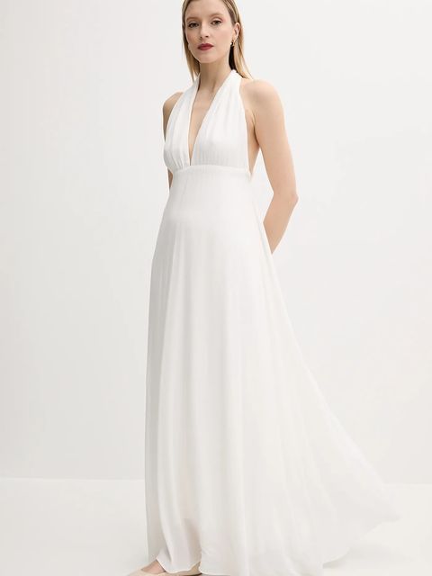 Answear.LAB sukienka kolor biały maxi rozkloszowana - zdjęcie produktu nr 1