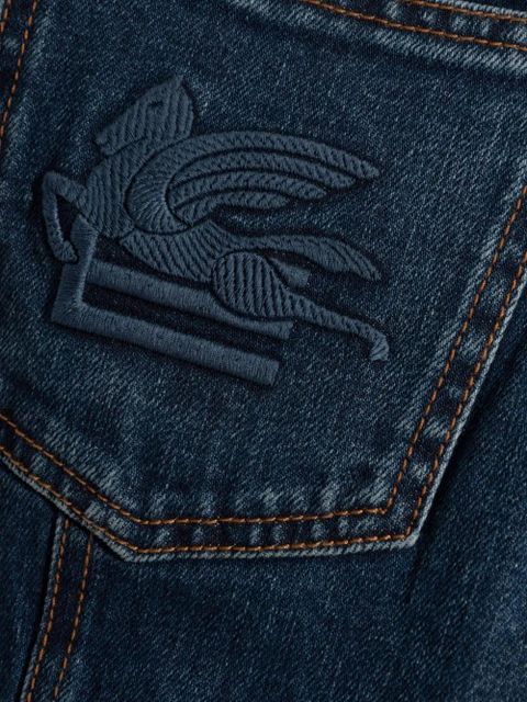 ETRO Pegaso-motif panelled jeans - Blue