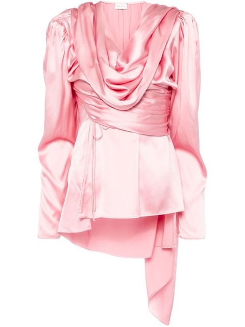 Magda Butrym long-sleeve draped silk blouse - Pink - zdjęcie produktu nr 1