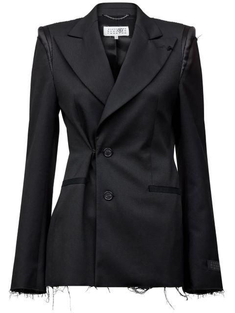 MM6 Maison Margiela raw-cut off-centre blazer - Black - zdjęcie produktu nr 1