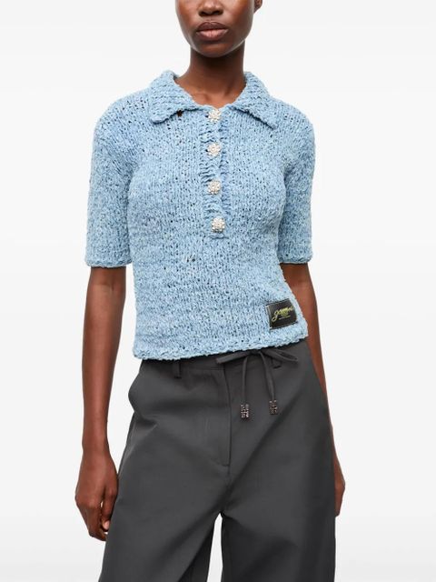 GANNI knitted polo shirt - Blue
