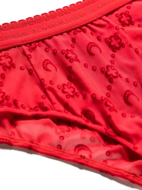 Marine Serre Moonogram-flocked mesh briefs - Red