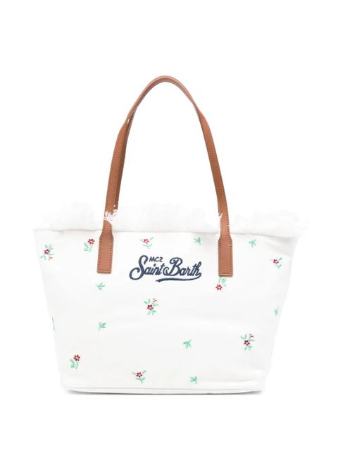 MC2 Saint Barth medium City floral-embroidered tote bag - White - zdjęcie produktu nr 1