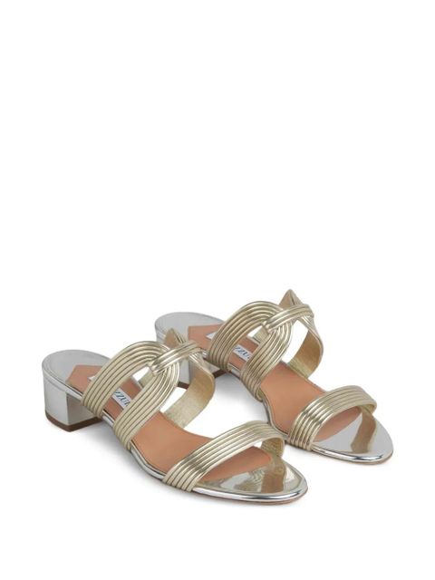 Aquazzura ribbed-strap metallic sandals - Gold
