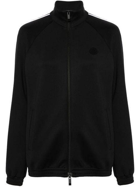 Moncler piped-trim zip-up jersey jacket - Black