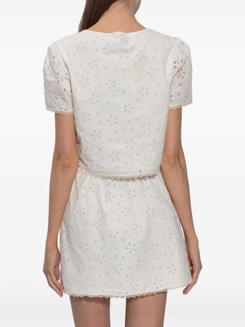 Posse Salma floral-embroidered crop top - White