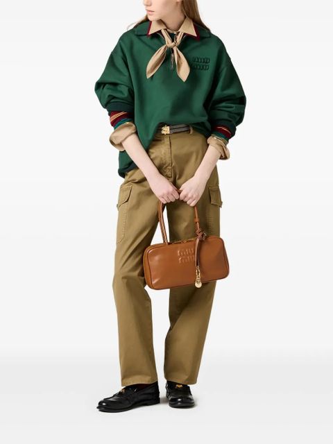 Miu Miu garment-dyed cotton trousers - Green