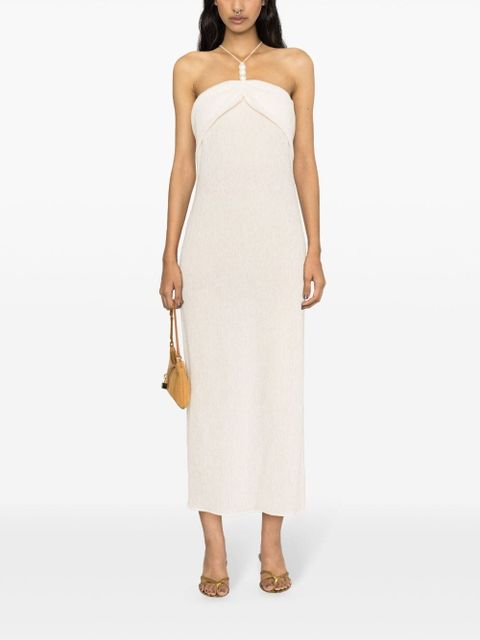 Magda Butrym faux pearl-embellished midi dress - Neutrals
